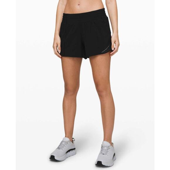 Lululemon Shorts Women 6 Hotty Hot High Rise Long 4 Black Lined Running Athletic - Picture 1 of 15